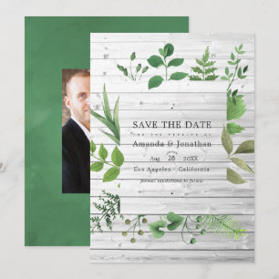 Woodland Forest Greenery Rustic Wedding Foto Save The Date