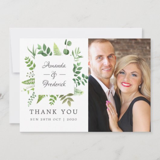 Woodland Forest Greenery Wedding Bedankkaart (Voorkant)