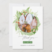 Woodland Forest Greenery Wedding Foto Bedankkaart (Voorkant)