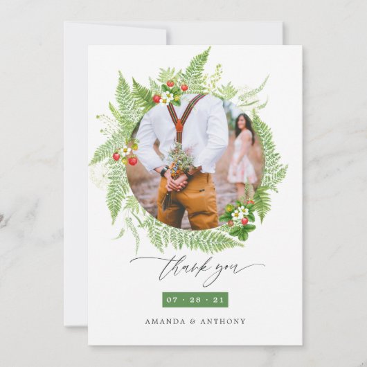 Woodland Forest Greenery Wedding Foto Bedankkaart (Voorkant)