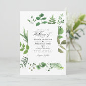 Woodland Forest Greenery Wedding Foto Kaart (Staand voorkant)