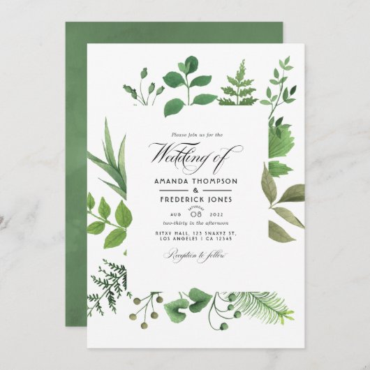 Woodland Forest Greenery Wedding Foto Kaart (Voorkant / Achterkant)