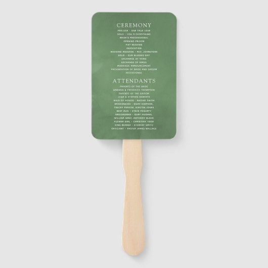 Woodland Forest Greenery Wedding Programme Handwaaier (Achterkant)