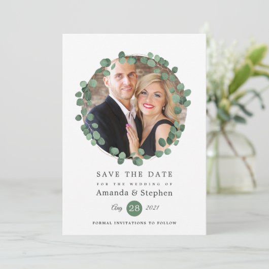 Woodland Forest Greenery Wedding Save The Date (Staand voorkant)
