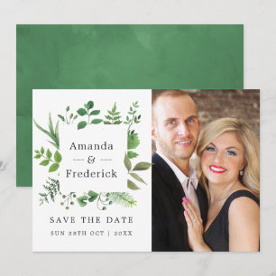 Woodland Forest Greenery Wedding Save The Date