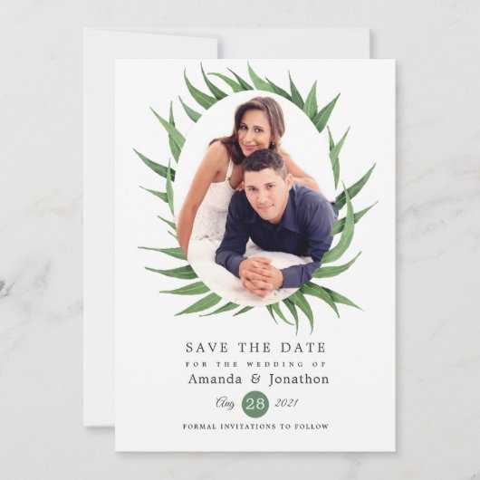 Woodland Forest Greenery Wedding Save The Date (Voorkant)