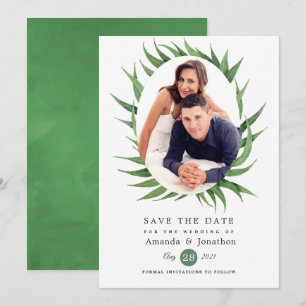 Woodland Forest Greenery Wedding Save The Date