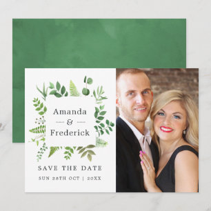 Woodland Forest Greenery Wedding Save The Date
