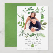 Woodland Forest Greenery Wedding Save The Date (Voorkant / Achterkant)