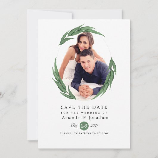 Woodland Forest Greenery Wedding Save The Date (Voorkant)