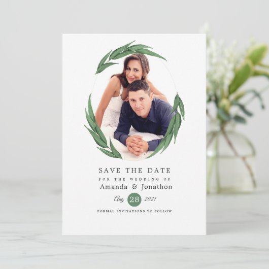 Woodland Forest Greenery Wedding Save The Date (Staand voorkant)