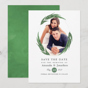 Woodland Forest Greenery Wedding Save The Date