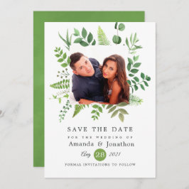 Woodland Forest Greenery Wedding Save The Date
