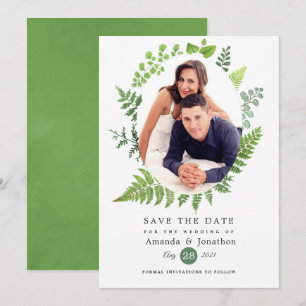 Woodland Forest Greenery Wedding Save The Date