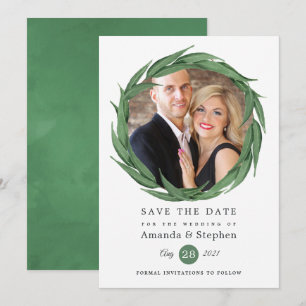 Woodland Forest Greenery Wedding Save The Date