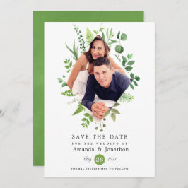 Woodland Forest Greenery Wedding Save The Date
