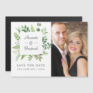 Woodland Forest Greenery Wedding Save the Date Magnetische Uitnodiging