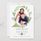 Woodland Forest Greenery Wedding-uitstel Save The Date (Voorkant)