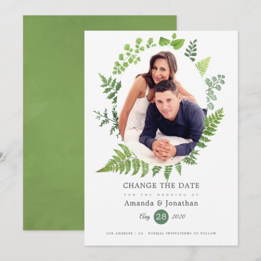 Woodland Forest Greenery Wedding-uitstel Save The Date (Voorkant / Achterkant)