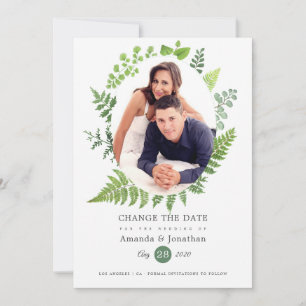 Woodland Forest Greenery Wedding-uitstel Save The Date