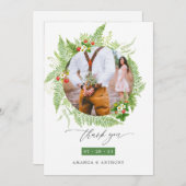 Woodland Forest groen bruiloft foto collage Bedankkaart (Voorkant / Achterkant)