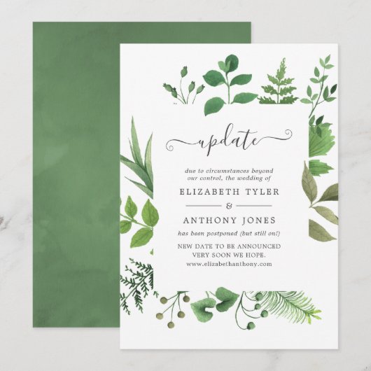 Woodland Forest groen bruiloft update Kaart (Voorkant / Achterkant)