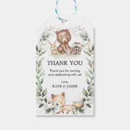 Woodland Forest groen krans Baby shower gunsten Cadeaulabel