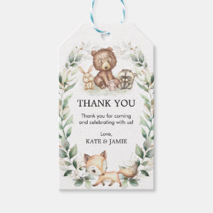 Woodland Forest groen krans Baby shower gunsten Cadeaulabel