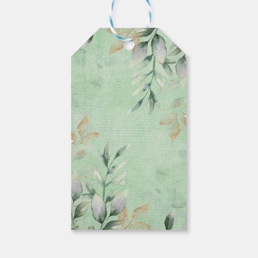 Woodland Forest groen krans Baby shower gunsten Cadeaulabel (Achterkant)