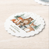 Woodland Forest groen taart topper douche gunsten Kartonnen Onderzetters (Gekanteld)