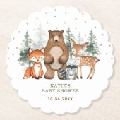 Woodland Forest groen taart topper douche gunsten Kartonnen Onderzetters (Voorkant)