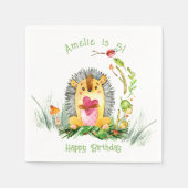 Woodland Forest Hedegel Cute Birthday Servet (Voorkant)