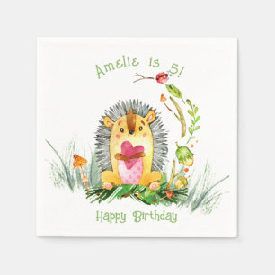 Woodland Forest Hedegel Cute Birthday Servet