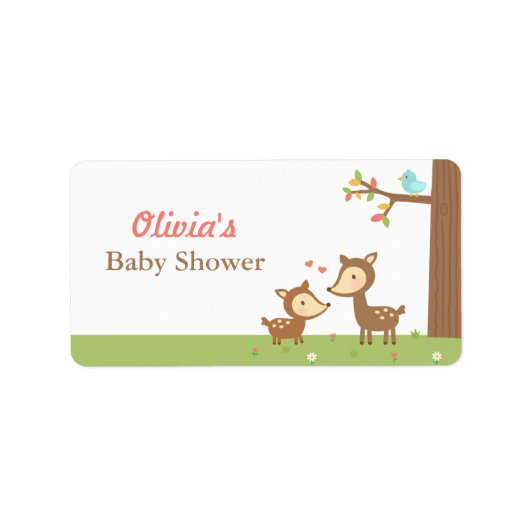 Woodland Forest Herten Baby shower Party Labels (Voorkant)