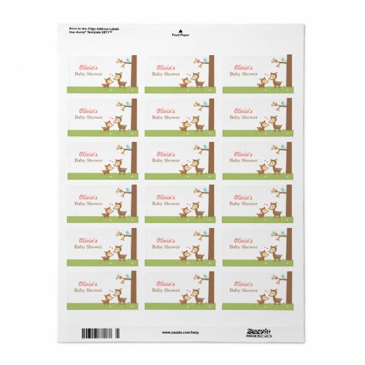 Woodland Forest Herten Baby shower Party Labels (Full Sheet)