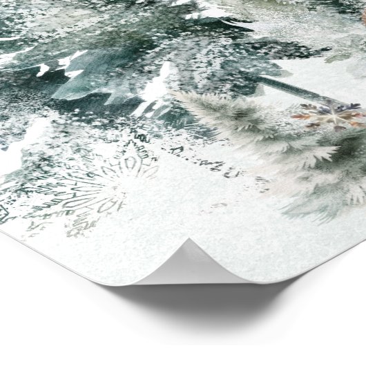 Woodland Forest Herten Winter Baby shower Welkom Poster (Hoek)