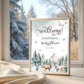 Woodland Forest Herten Winter Baby shower Welkom Poster