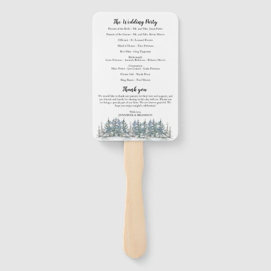 Woodland forest huwelijksprogramma fan handwaaier (Achterkant)