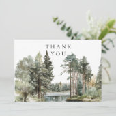 Woodland Forest Lake Funeral Photo Bedankkaart (Staand voorkant)