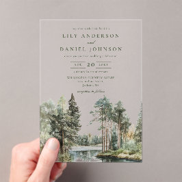 Woodland Forest Lake Wedding Acrylic Invitation Acryl Uitnodigingen