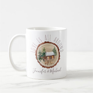 Woodland Forest Liefde Herten Paar Hout met Namen Koffiemok