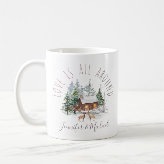 Woodland Forest Love Deer Couple met Names Koffiemok (Links)