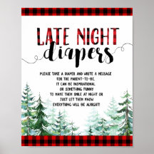 Woodland Forest Lumberjack Late Night Diapers Sign