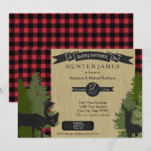 Woodland Forest Lumberjack Plaid Wood Baby shower Kaart (Voorkant / Achterkant)