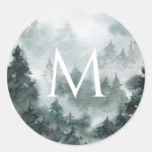 Woodland Forest Monogram Small Round Labels (Voorkant)