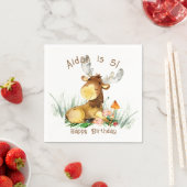 Woodland Forest Moose Cute Birthday Servet (Insitu)