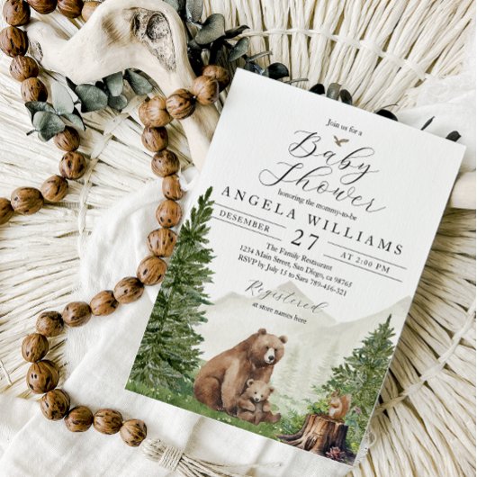 Woodland Forest Mountai Beer Baby shower Kaart