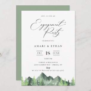 Woodland Forest Mountain Engagement Party Kaart