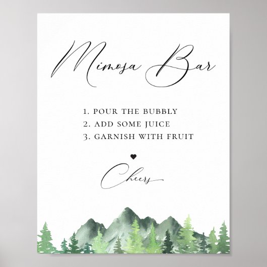 Woodland Forest Mountain Mimosa Bar Poster (Voorkant)