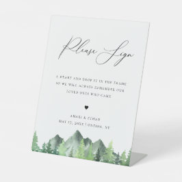 Woodland Forest Mountain Reclamebord Met Voetstuk